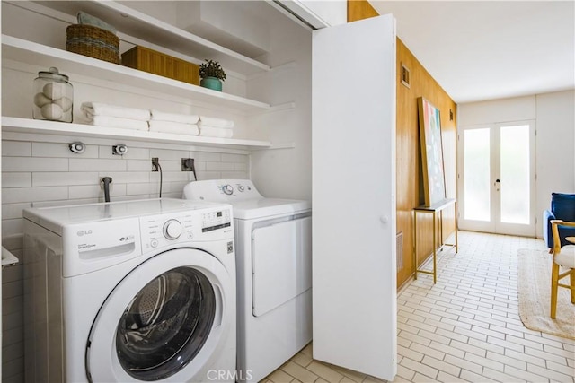 1737 Via Boronada, Palos Verdes Estates, CA 90274 - washroom with separate washer and dryer and french doors