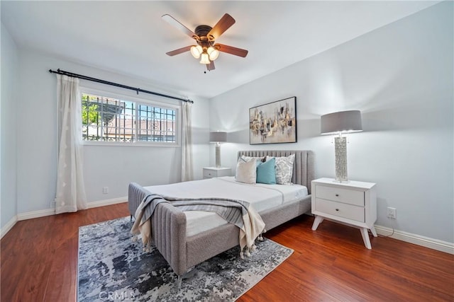 979 Ridgecrest St, Monterey Park, CA 91754 - bedroom with baseboards, wood finished floors, and ceiling fan