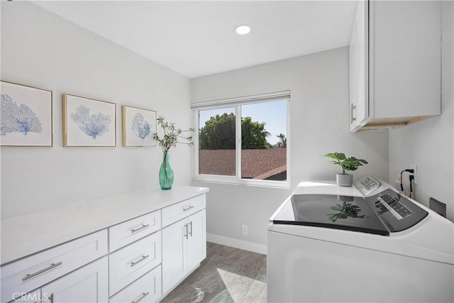 33028 Christina Dr, Dana Point, CA 92629 - washroom with washing machine and clothes dryer, cabinet space, and recessed lighting