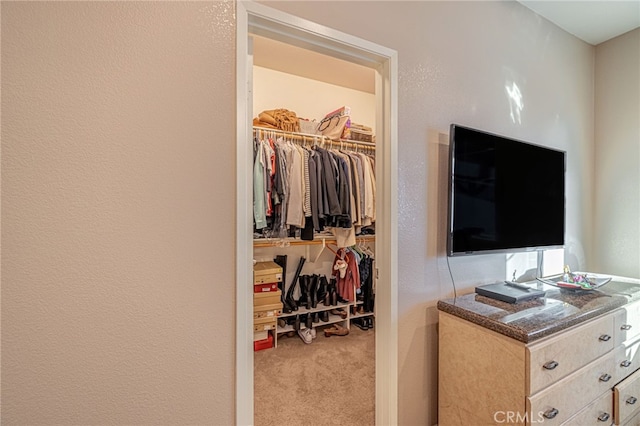 carpeted bedroom with a closet