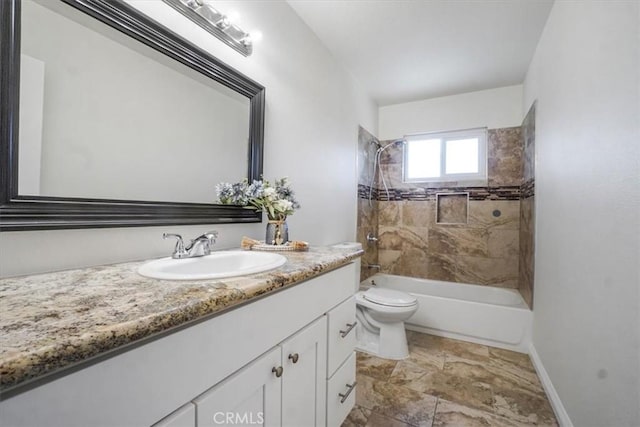 14351 Cronese Rd, Apple Valley, CA 92307 - bathroom with toilet, bathtub / shower combination, vanity, and baseboards