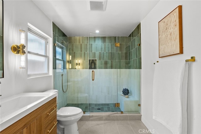 3163 W 170th St, Torrance, CA 90504 - full bath with tile patterned flooring, a shower stall, toilet, and vanity