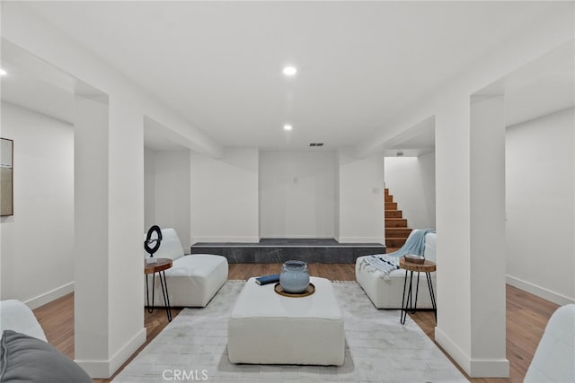 3163 W 170th St, Torrance, CA 90504 - living area featuring wood finished floors, recessed lighting, stairway, and baseboards