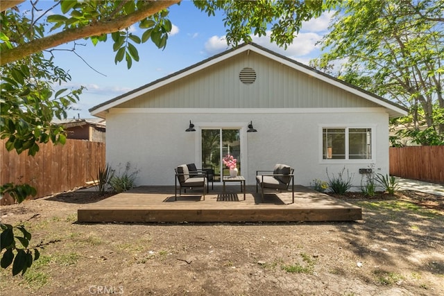3163 W 170th St, Torrance, CA 90504 - rear view of house with fence, a deck, and outdoor lounge area