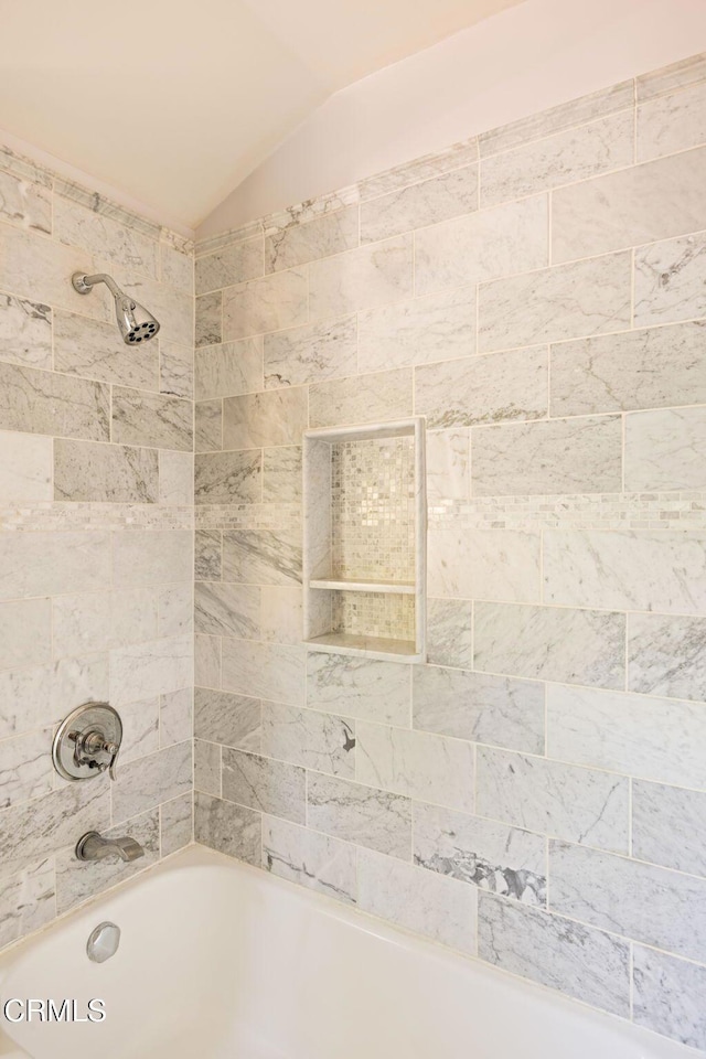 1555 Scenic Dr, Pasadena, CA 91103 - bathroom featuring vaulted ceiling and washtub / shower combination