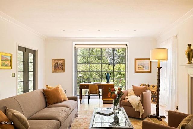 1555 Scenic Dr, Pasadena, CA 91103 - living room featuring crown molding and light wood-type flooring