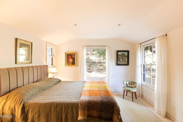 1555 Scenic Dr, Pasadena, CA 91103 - bedroom featuring vaulted ceiling and multiple windows