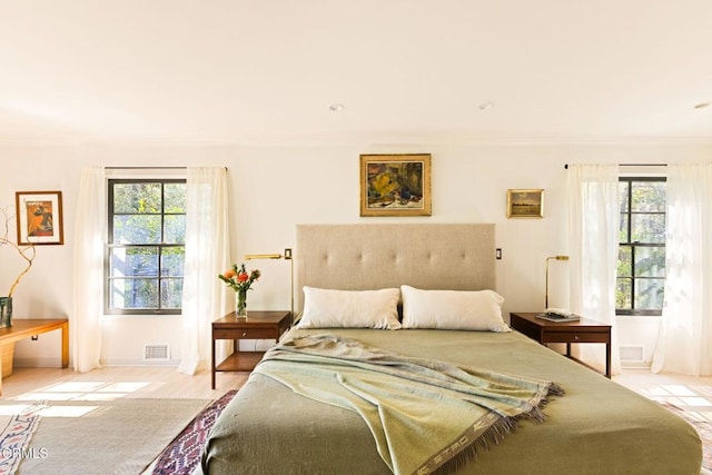 1555 Scenic Dr, Pasadena, CA 91103 - bedroom with multiple windows and crown molding