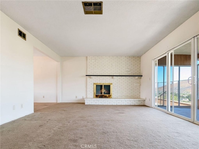 11674 Oak Ln, Yucaipa, CA 92399 - unfurnished living room with carpet floors and a fireplace