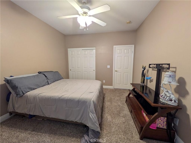 22132 Esaws Rd, Apple Valley, CA 92307 - carpeted bedroom with baseboards and a ceiling fan