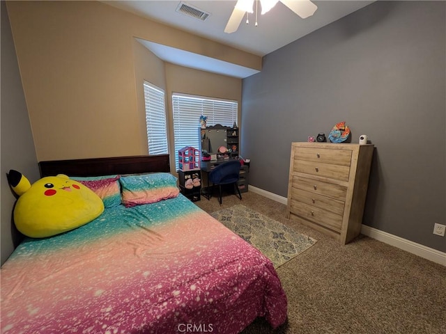 22132 Esaws Rd, Apple Valley, CA 92307 - carpeted bedroom with baseboards and ceiling fan