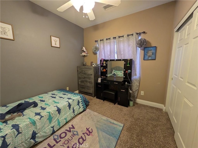 22132 Esaws Rd, Apple Valley, CA 92307 - carpeted bedroom with baseboards and ceiling fan
