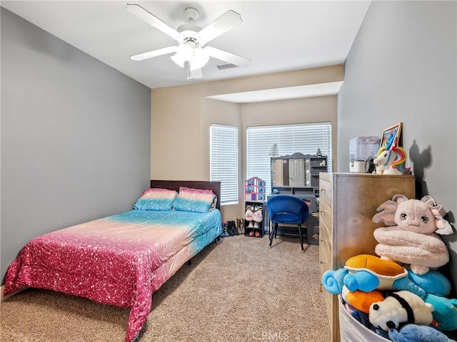 22132 Esaws Rd, Apple Valley, CA 92307 - carpeted bedroom with a ceiling fan