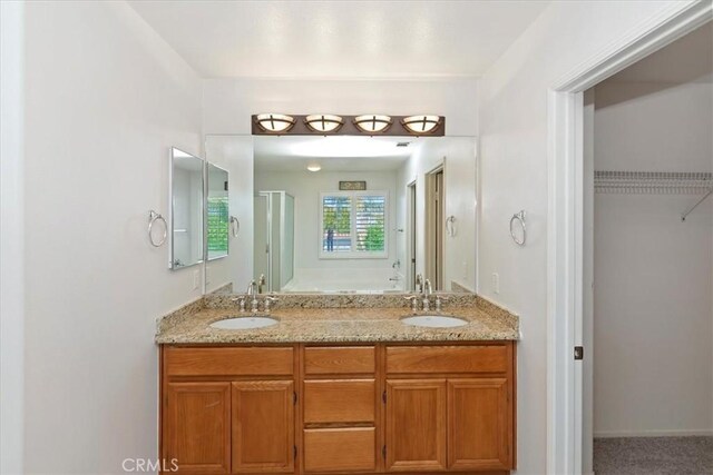 8433 Lindenhurst St, Riverside, CA 92508 - bathroom featuring double vanity and a spacious closet