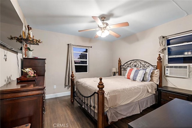 14725 Kornblum Ave, Hawthorne, CA 90250 - bedroom featuring dark wood-style flooring, cooling unit, baseboards, and ceiling fan