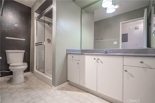 5050 Coldwater Canyon Ave Unit 306, Sherman Oaks, CA 91423 - bathroom with toilet, a stall shower, vanity, and marble finish flooring
