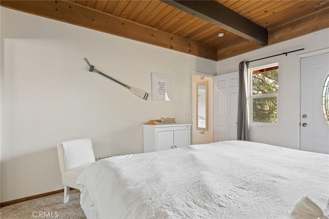 859 Poe Ct, Lake Arrowhead, CA 92352 - bedroom with a wood ceiling with exposed beams and carpet