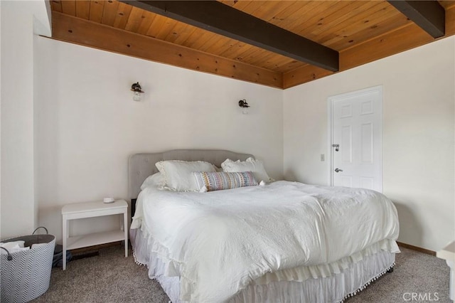 859 Poe Ct, Lake Arrowhead, CA 92352 - bedroom with carpet flooring and a wooden ceiling with exposed beams
