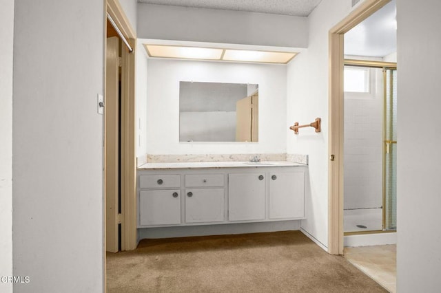 2575 Gayle Pl, Simi Valley, CA 93065 - bathroom with a shower stall, vanity, and carpet