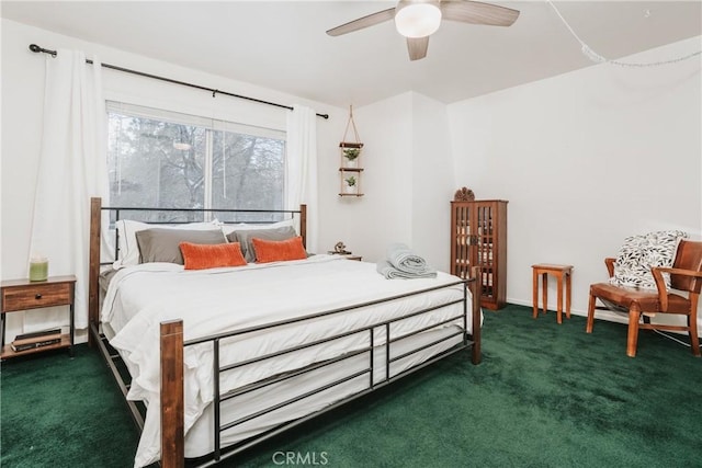 753 Maple Ln, Sugarloaf, CA 92386 - carpeted bedroom with a ceiling fan