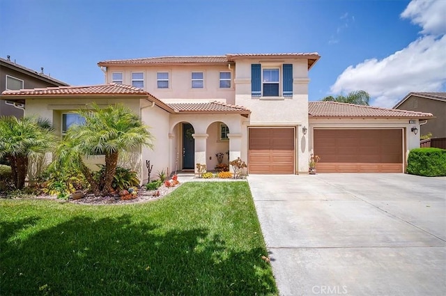 32804 Red Carriage Rd, Winchester, CA 92596 - mediterranean / spanish-style home with a tile roof, driveway, and stucco siding