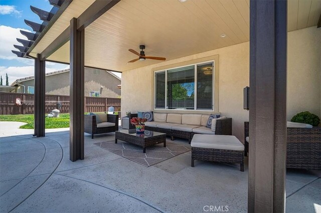 32804 Red Carriage Rd, Winchester, CA 92596 - view of patio / terrace featuring a ceiling fan and an outdoor hangout area