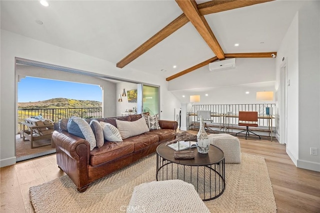214 Canterbury, Irvine, CA 92618 - living area featuring an AC wall unit, light wood-style floors, recessed lighting, and baseboards