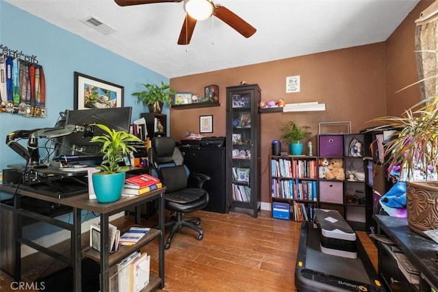 26731 Sinforosa Dr, Mission Viejo, CA 92691 - office area featuring hardwood / wood-style floors and a ceiling fan