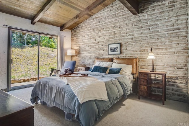 15390 Las Planideras, Rancho Santa Fe, CA 92067 - carpeted bedroom with wooden ceiling and access to exterior