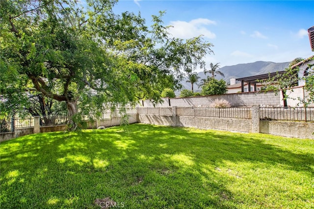 view of yard with a mountain view
