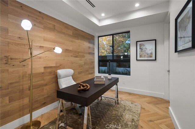 38221/2 Laurel Canyon Blvd, Studio City, CA 91604 - office area with wooden walls, recessed lighting, and baseboards