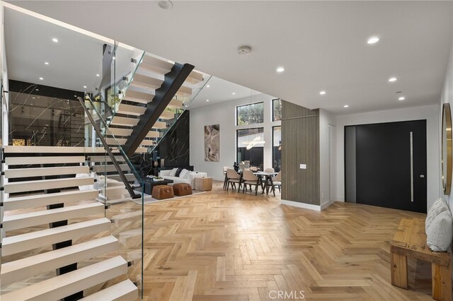 38221/2 Laurel Canyon Blvd, Studio City, CA 91604 - foyer entrance featuring stairway, recessed lighting, and baseboards
