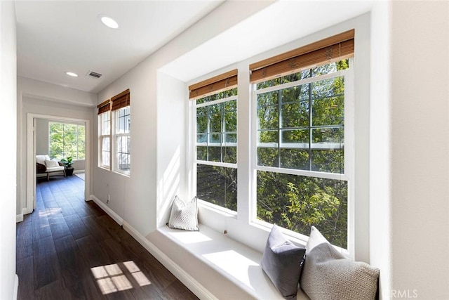 107 Plaza Via Sol, San Clemente, CA 92673 - hall featuring dark wood finished floors, baseboards, and recessed lighting