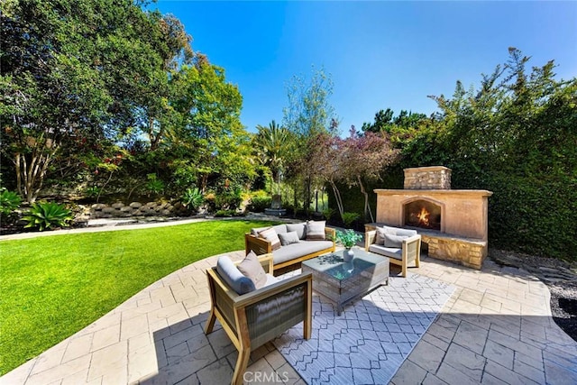 107 Plaza Via Sol, San Clemente, CA 92673 - view of patio with an outdoor living space with a fireplace