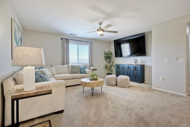 26149 Manzanita St, Murrieta, CA 92563 - carpeted living area featuring ceiling fan and baseboards