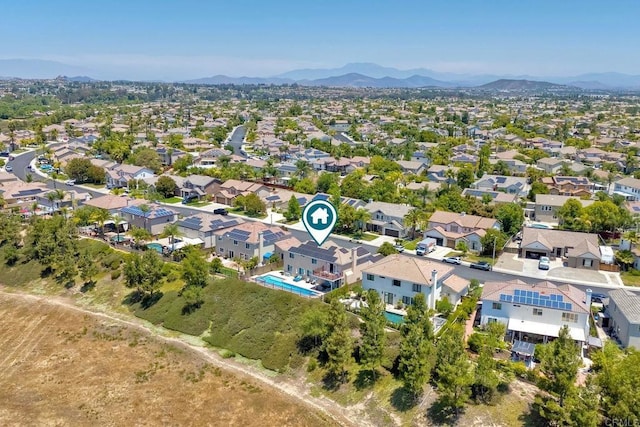 26149 Manzanita St, Murrieta, CA 92563 - aerial perspective of suburban area featuring a mountain backdrop and a pool area