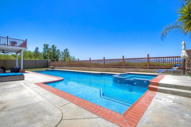 26149 Manzanita St, Murrieta, CA 92563 - view of pool featuring a fenced backyard, a pool with connected hot tub, and a patio area
