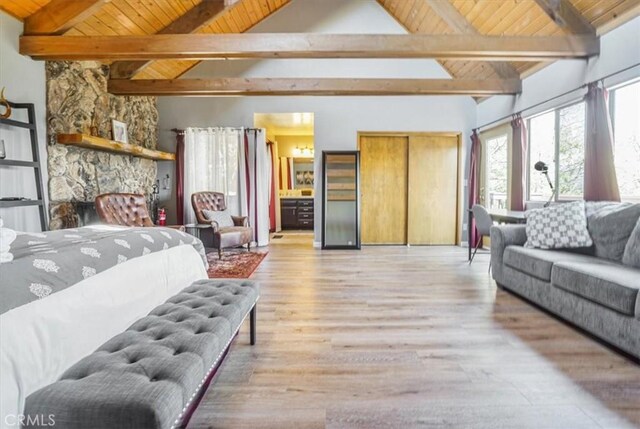 1033 Nadelhorn Dr, Lake Arrowhead, CA 92352 - bedroom with wood ceiling and wood finished floors