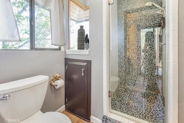 1033 Nadelhorn Dr, Lake Arrowhead, CA 92352 - full bath featuring a shower stall and wood finished floors