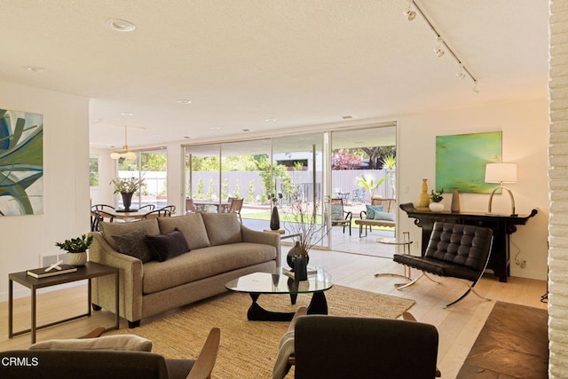 756 Linda Vista Ave, Pasadena, CA 91103 - living room featuring rail lighting, wood finished floors, healthy amount of natural light, and recessed lighting