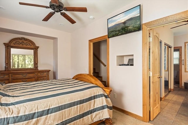 1053 Lausanne Dr, Crestline, CA 92325 - bedroom featuring a ceiling fan and baseboards