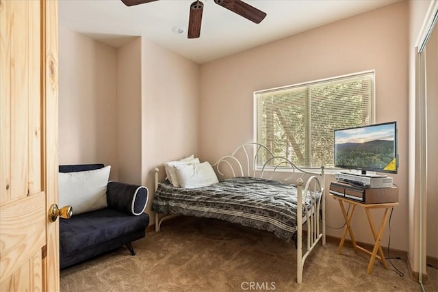 1053 Lausanne Dr, Crestline, CA 92325 - bedroom with carpet and a ceiling fan