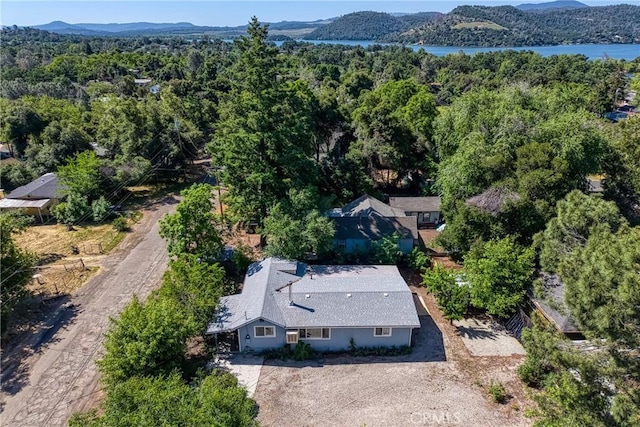 3595 Vista St, Clearlake, CA 95422 - view from above of property featuring a heavily wooded area and a water and mountain view