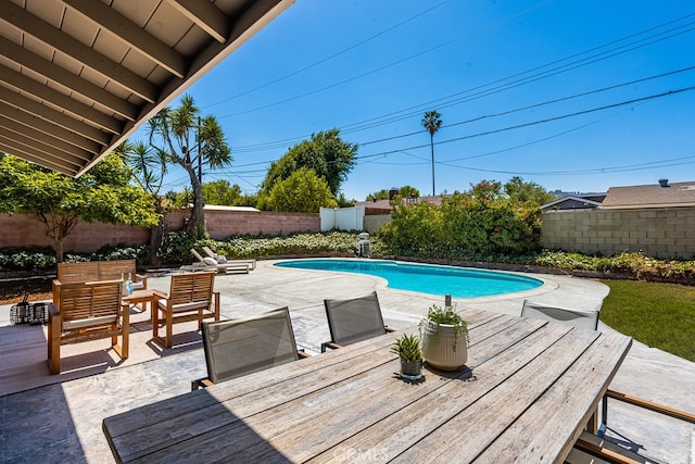 2049 Wickshire Ave, Hacienda Heights, CA 91745 - view of swimming pool featuring outdoor dining space, a fenced backyard, and a patio area