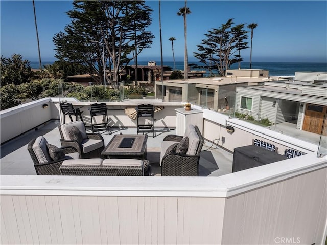 3080 Studio Dr, Cayucos, CA 93430 - wooden terrace featuring an outdoor hangout area and a water view
