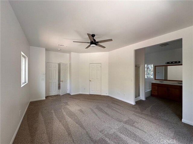9345 Conifer Dr, Forest Falls, CA 92339 - unfurnished bedroom featuring carpet flooring and ceiling fan