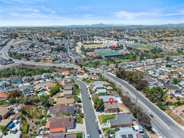 1561 Parkland Way, San Diego, CA 92114 - aerial view of property and surrounding area with nearby suburban area and mountains