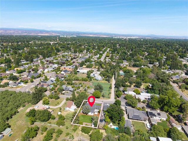 1105 Glenwood Ave, Chico, CA 95926 - aerial view of residential area with property boundaries highlighted
