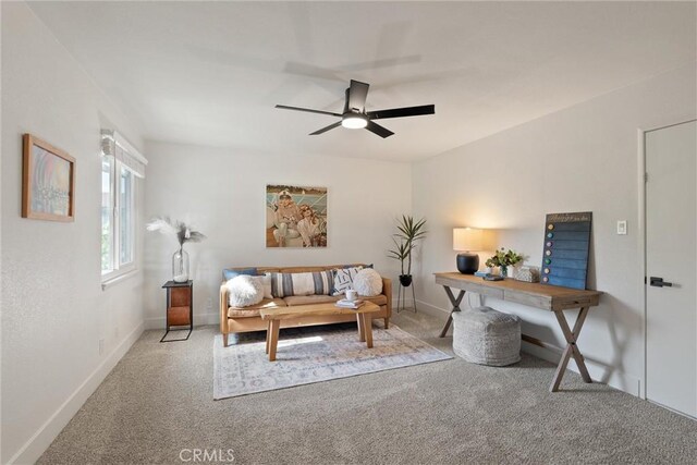 1105 Glenwood Ave, Chico, CA 95926 - carpeted living room featuring ceiling fan and baseboards