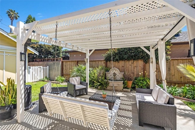 31462 La Matanza St, San Juan Capistrano, CA 92675 - fenced backyard with an outdoor hangout area, a pergola, and a patio